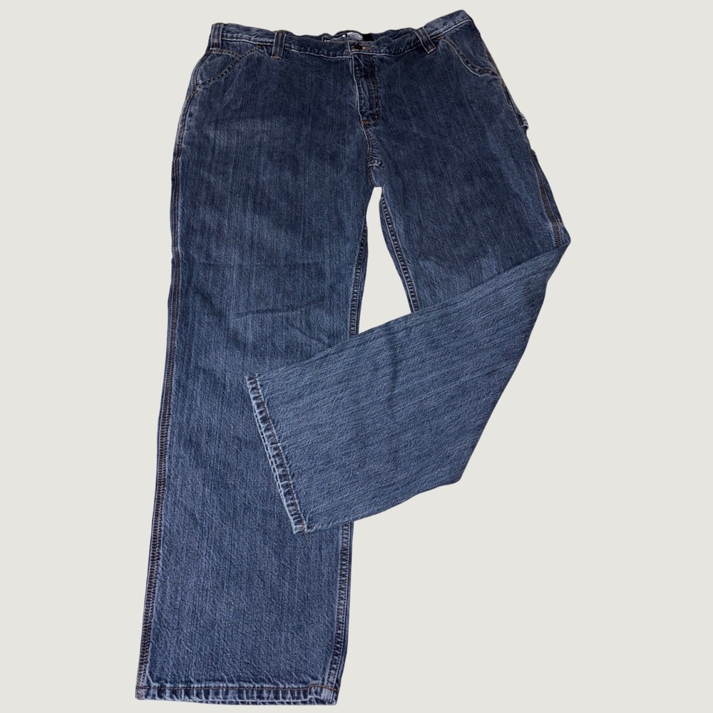 Carhartt Mens Loose Fit Carpenter Jeans Dark Wash Denim Work Pants Blue 40x32